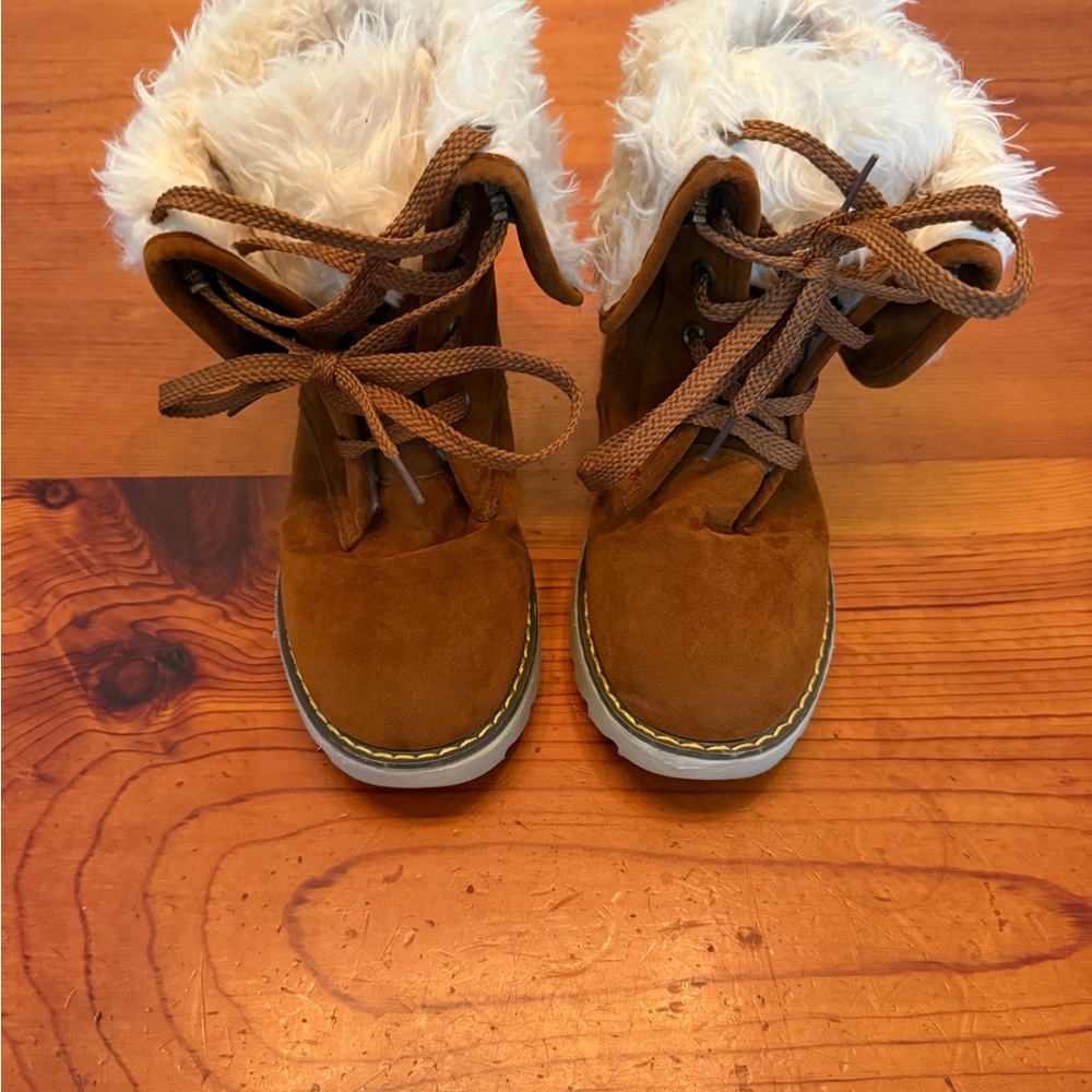 Brown Suede Fur-Lined Boots - Picture 1 of 3